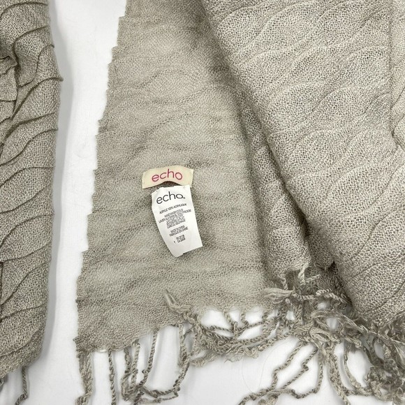 Echo Unisex Acrylic Fringe Scarf Beige 90 in X 25 In - Picture 7 of 12